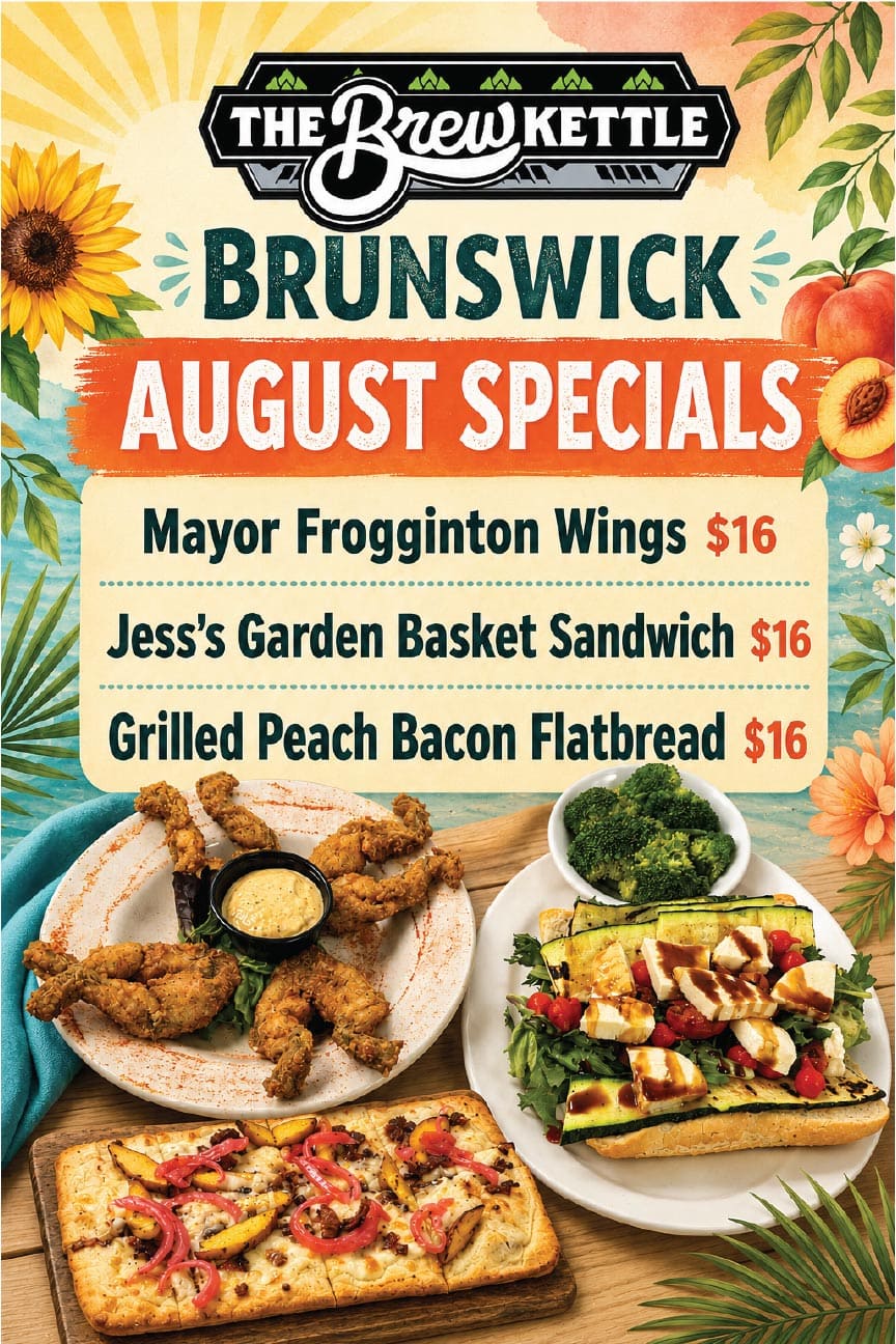 Menu for August specials at Brew Kettle