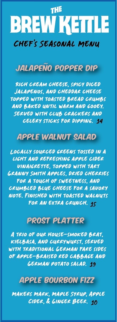 August Seasonal menu