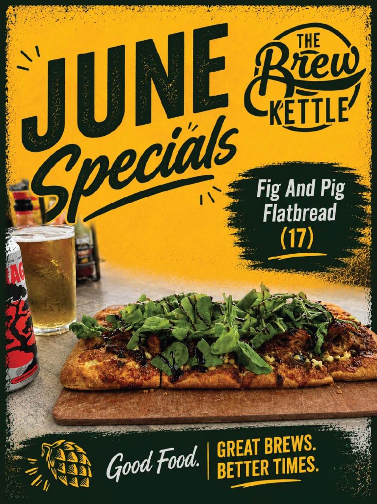 Flatbread special with beer and text