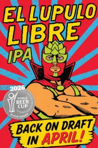 Colorful beer poster with luchador theme