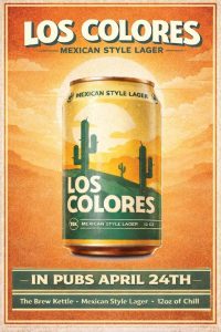 Colorful lager advertisement with cacti