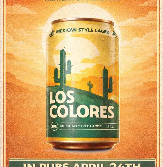 Colorful lager advertisement with cacti