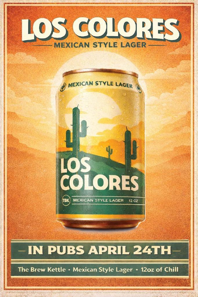 Colorful lager advertisement with cacti
