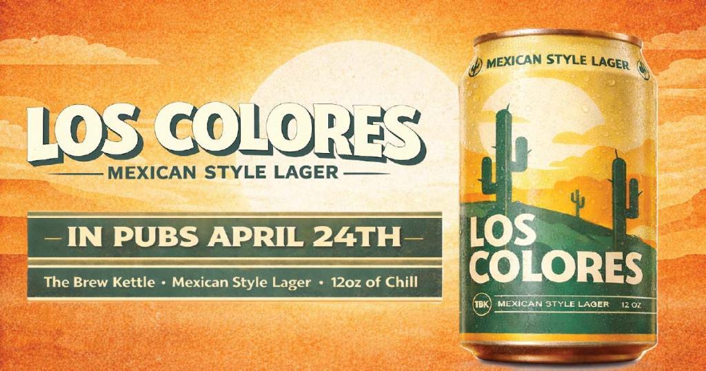 Mexican lager promotion with sunset design.
