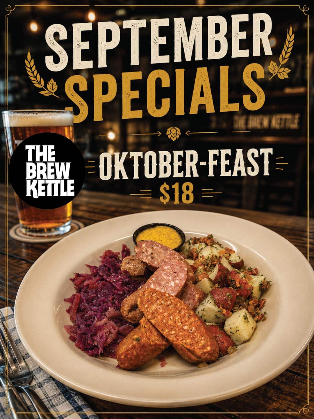 September Specials at The Brew Kettle: Fall Is Coming, But We’re Not Giving Up the Patio Yet 5 Plate of Oktoberfest food special