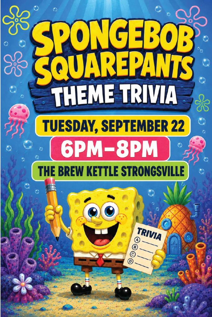 SpongeBob trivia night advertisement poster