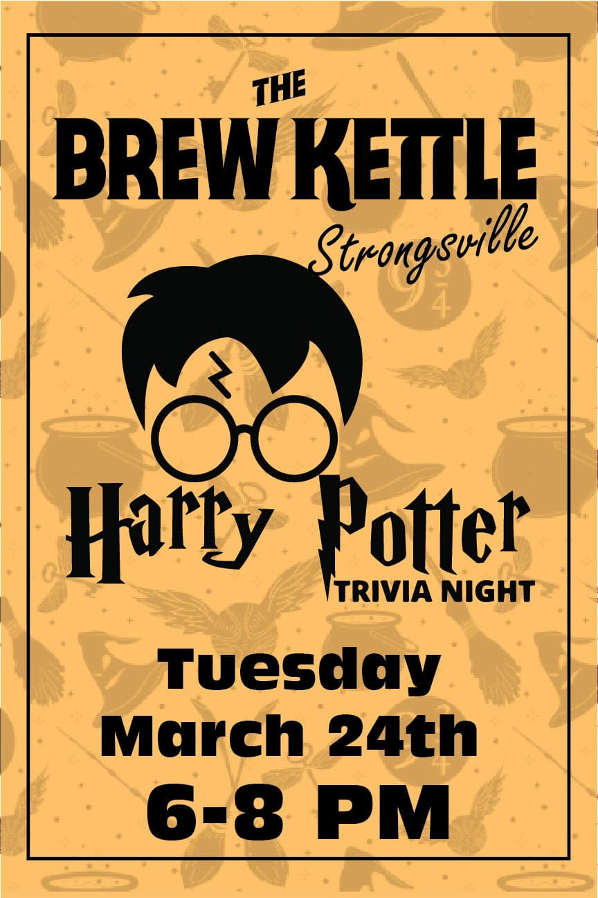 Grab your wand… or at least a pint glass. Because on Tuesday, March 24th from 6–8 PM, the magical world of trivia is arriving at The Brew Kettle Strongsville.
